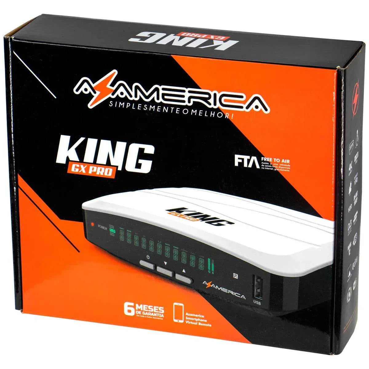 Receptor Azamerica King GX PRO 4K Ultra HD Wi-Fi ACM - Vai Veloz Comércio