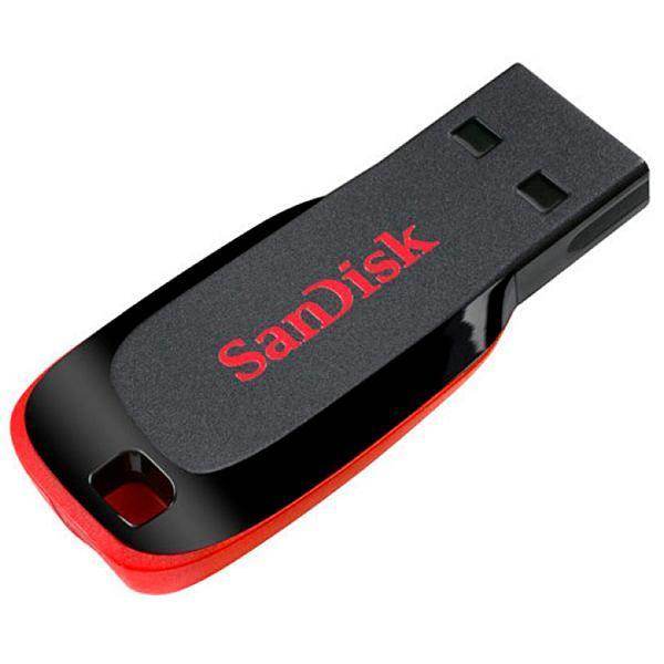 Pen Drive de 64GB SanDisk USB 2.0 - Preto Vermelho - Vai Veloz Comércio