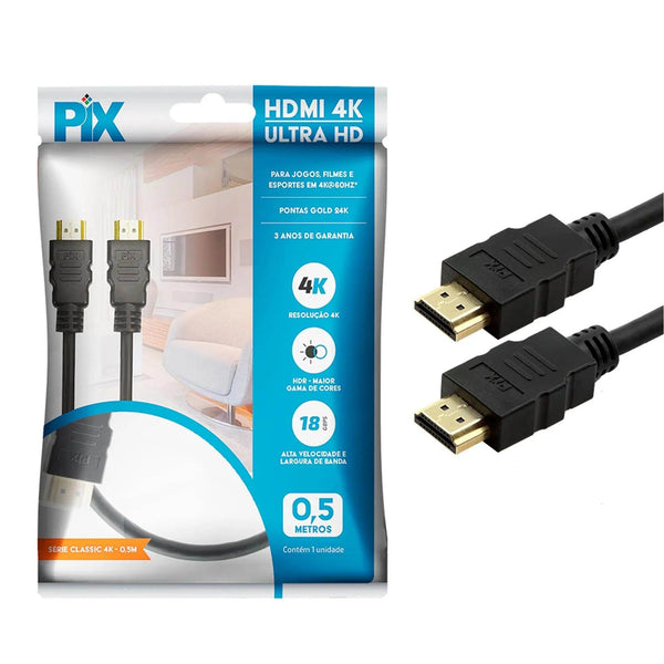 Cabo HDMI 2.0 4k 0,5m - Vai Veloz Comércio