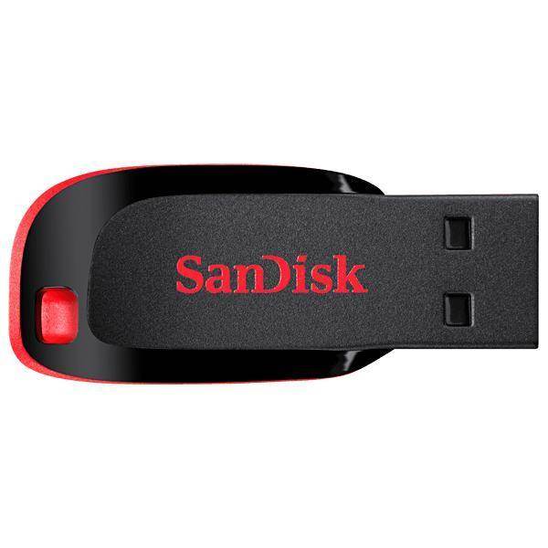 Pen Drive de 64GB SanDisk USB 2.0 - Preto Vermelho - Vai Veloz Comércio