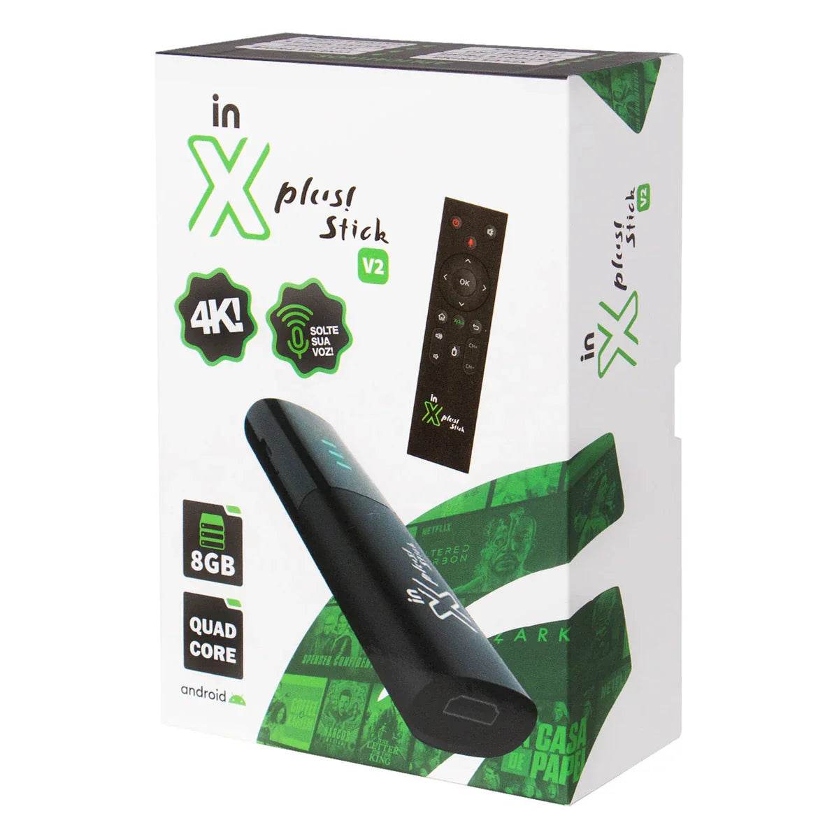 Receptor In X Plus Stick V2 4K Ultra HD 8GB - Vai Veloz Comércio